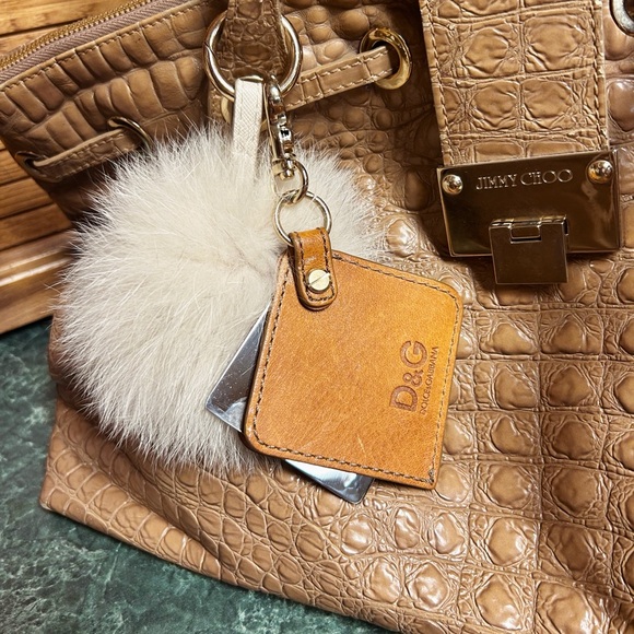 Authentic Dolce & Gabbana Camel Leather Belissima Mirror Bag Charm - Picture 6 of 12